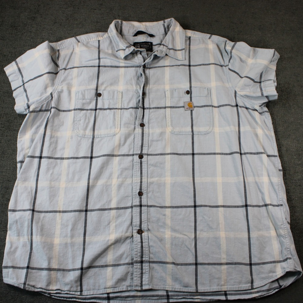 Carhartt Rugged Flex Mens 3XL Relaxed Fit Plaid Short Sleeve Work Shirt TW5701-M
